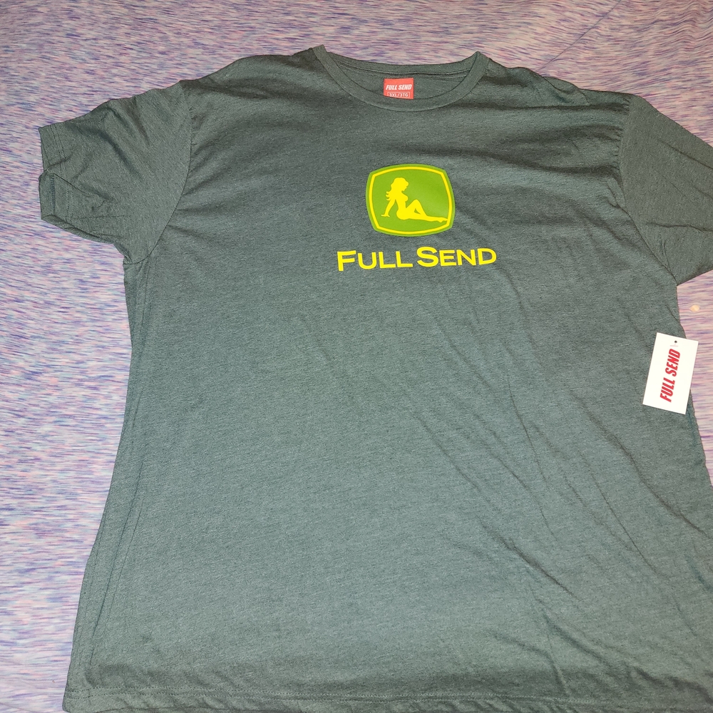 Full Send Nelk Boys Green and Yellow John Deer Style Short Sleeve Tee with Logo